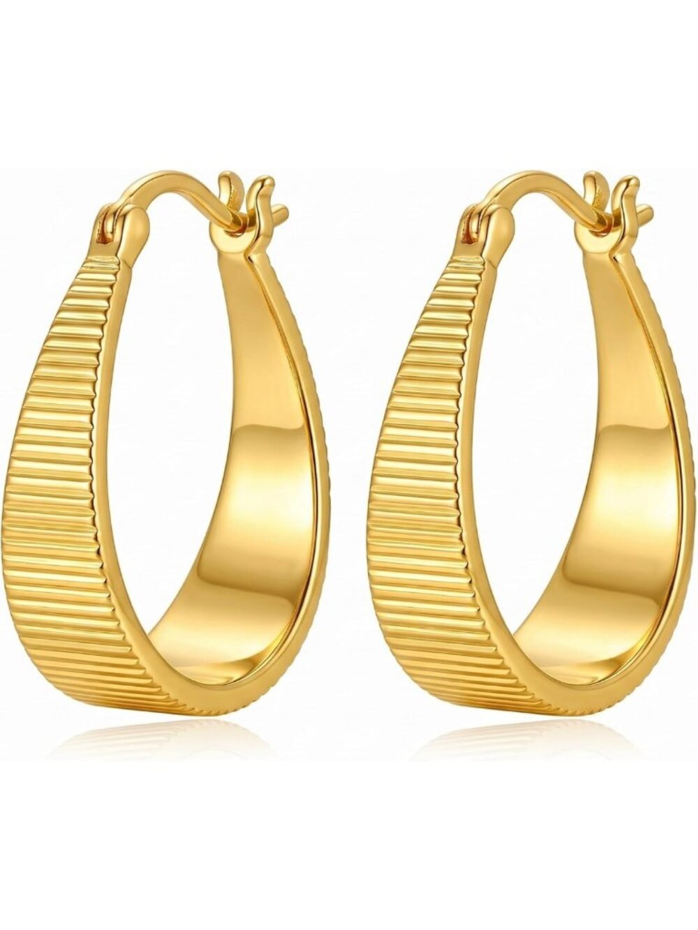 Trendy 14K Gold Hoop Earrings for Women - 20mm Twisted Beaded Huggie Hoops